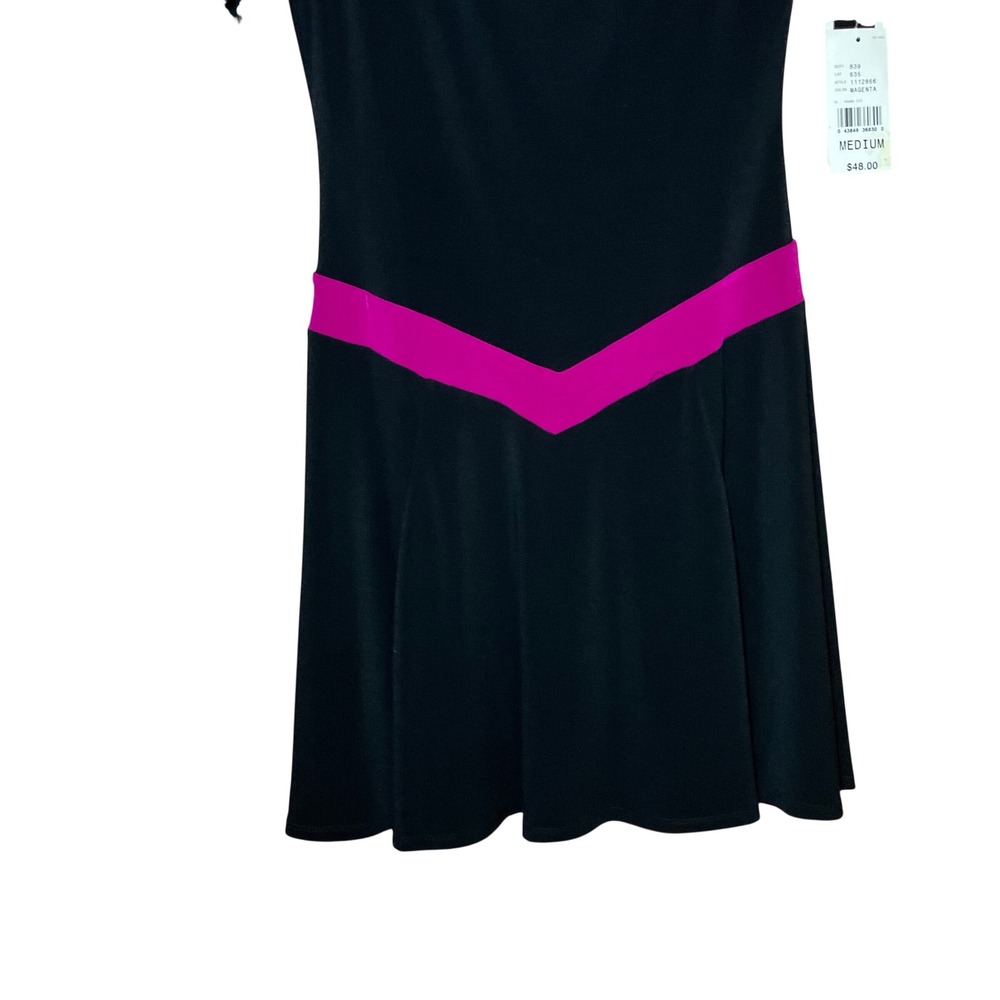 Byer Too! Fit and Flare Dress Womens Medium Black Magenta NEW Colorblock Retro - Picture 4 of 11